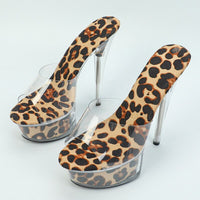 New LTARTA Women Sexy Nightclub Transparent Leopard Crystal Fashion Shoes