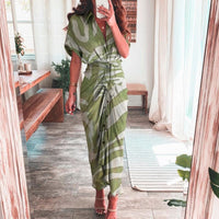 Elegant Women Summer Fashion Printed Short Sleeve Vintage Dress