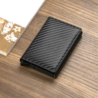 Men Woman Smart Wallet Fiber Leather RFID Cardholder with Customized Name Label