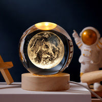 3D Planet Solar System Crystal Ball With Laser Engraved Galaxy or Astronomical Elements