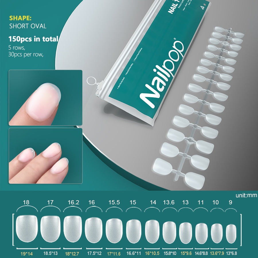 NAILPOP 120pcs False Nails Acrylic Press on Artificial Nails Clear Tips for Manicure Extension