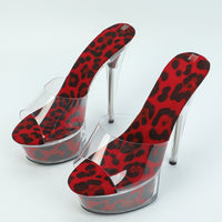 New LTARTA Women Sexy Nightclub Transparent Leopard Crystal Fashion Shoes