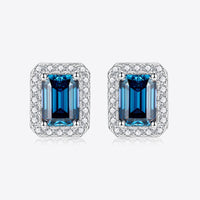 2 Carat Moissanite Stud Earrings in Indigo