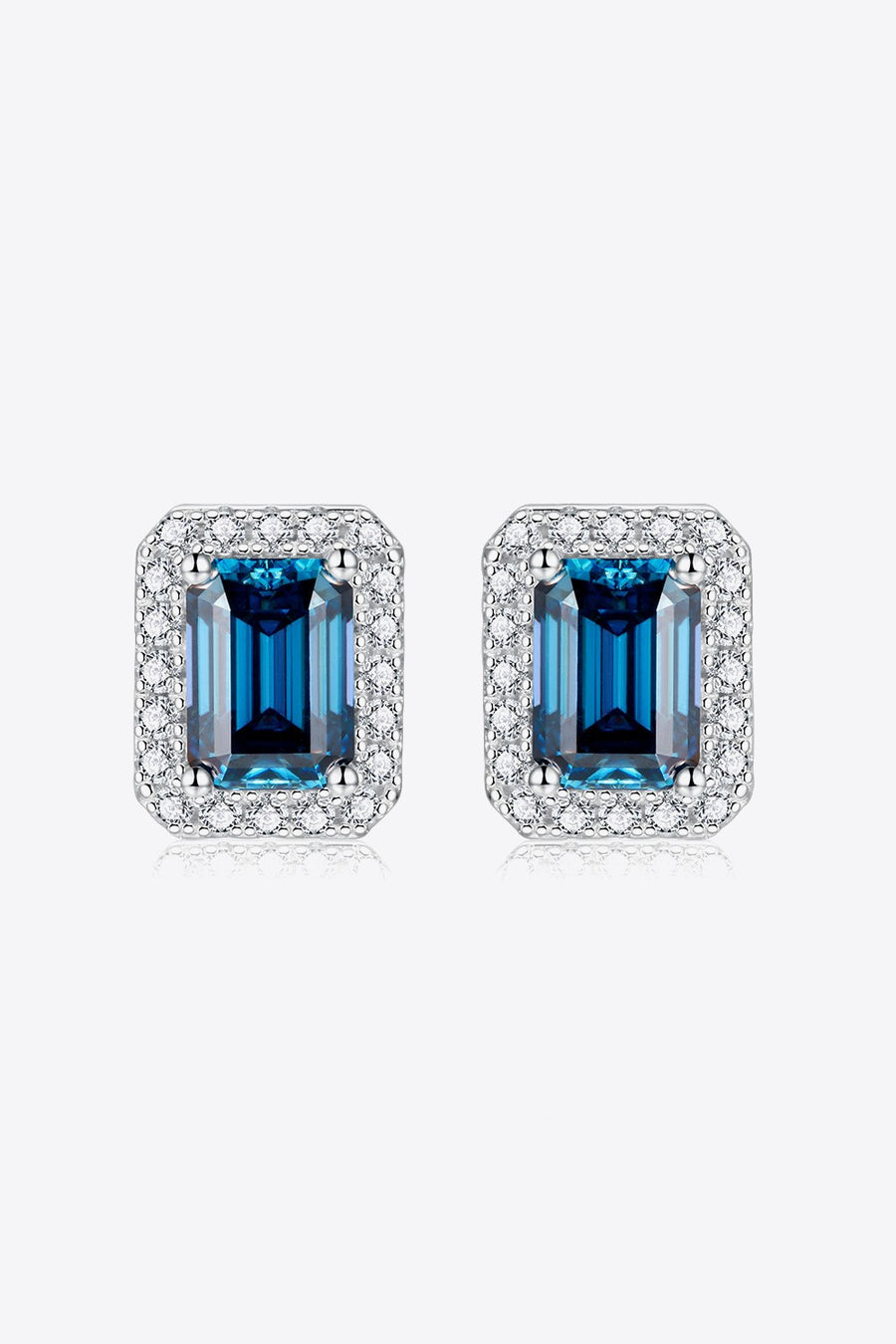 2 Carat Moissanite Stud Earrings in Indigo