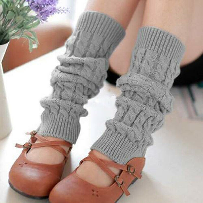 Winter Leg Warmer Knee High Knitted Solid Crochet Boot Cuffs Cotton Socks