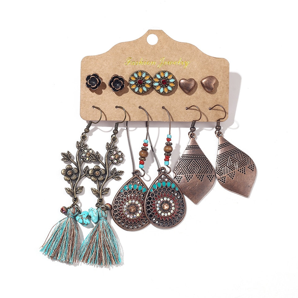 Sundry Bundles of Fashion Women Vintage Boho Earrings Dangler Eardrop Sets Jewelry Accessories