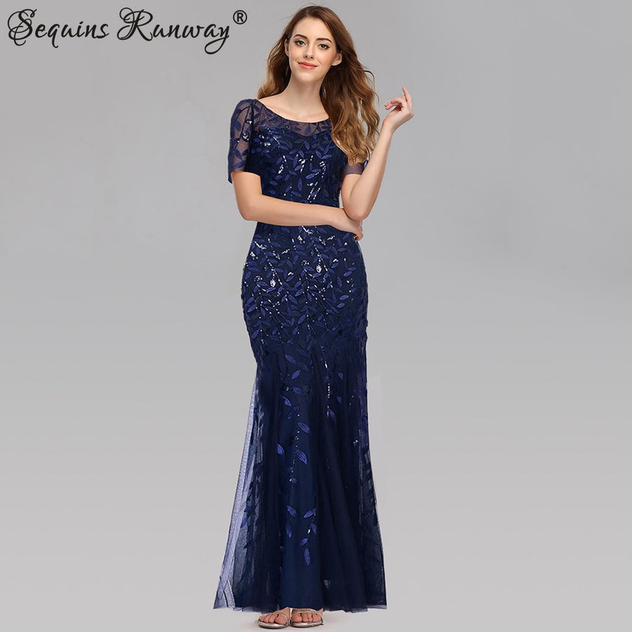 Sexy Vintage Maxi Sequin Cocktail Long Party Dress For Evening Parties