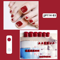 24pcs French Toe Nails With Removable Short Press On Nails