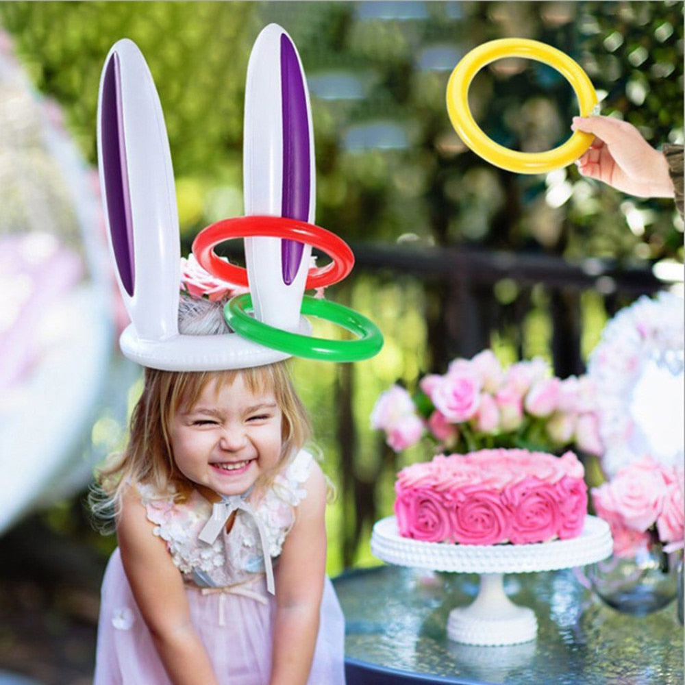 Easter Game Inflatable Easter Rabbit Ears And Hat Ring Toss for Kids Birthday or Easter Party