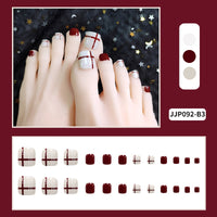 24pcs French Toe Nails With Removable Short Press On Nails