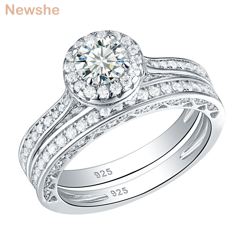 Women Wedding or Engagement Ring Set 925 Sterling Silver 2.4Ct Round White AAAAA  Size 4-13