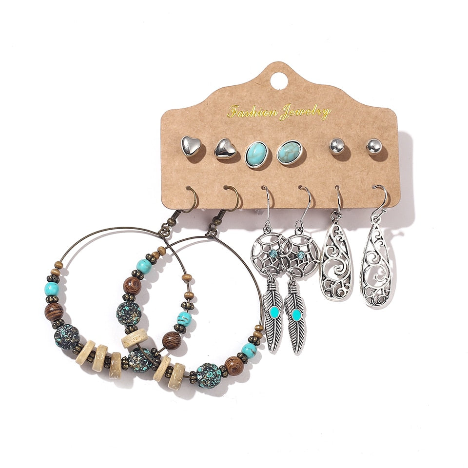 Sundry Bundles of Fashion Women Vintage Boho Earrings Dangler Eardrop Sets Jewelry Accessories