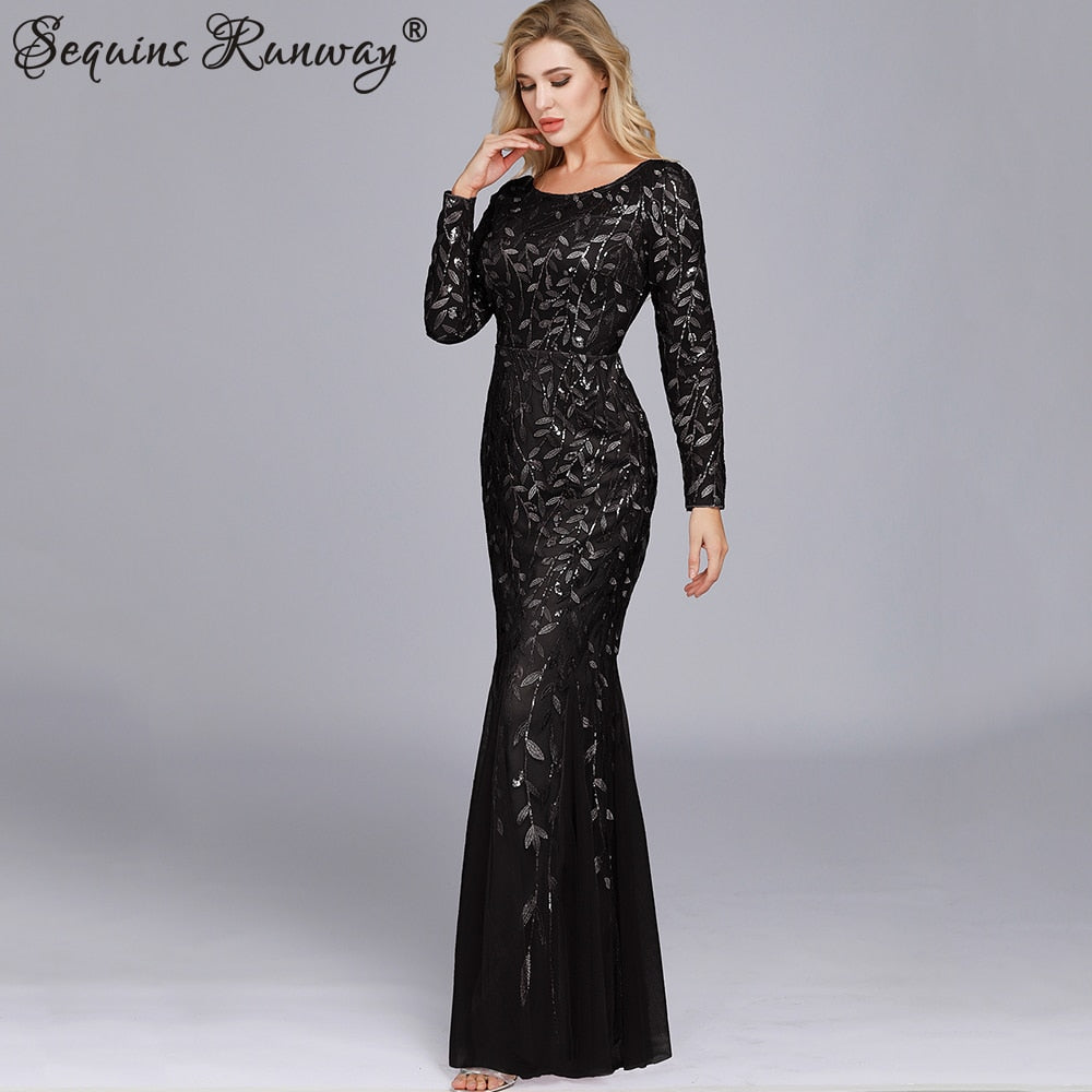 Sexy Vintage Maxi Sequin Cocktail Long Party Dress For Evening Parties