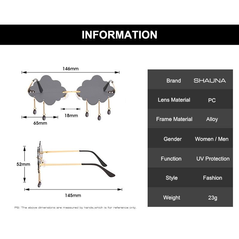 SHAUNA Unique Rimless Cloud Women Sunglasses UV400