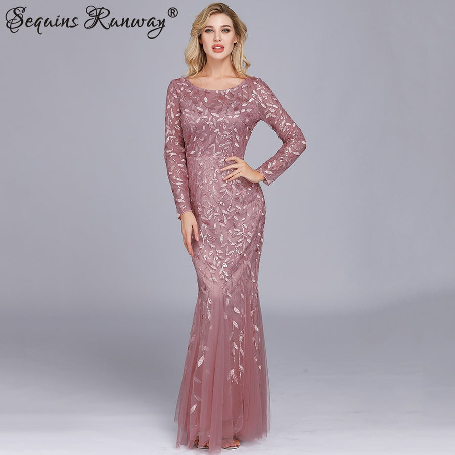 Sexy Vintage Maxi Sequin Cocktail Long Party Dress For Evening Parties