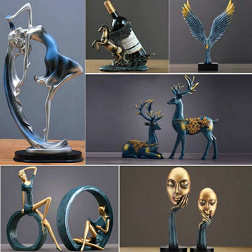 Family Figurines of Lovely Dancer and Creative Animal Crafts Ornaments