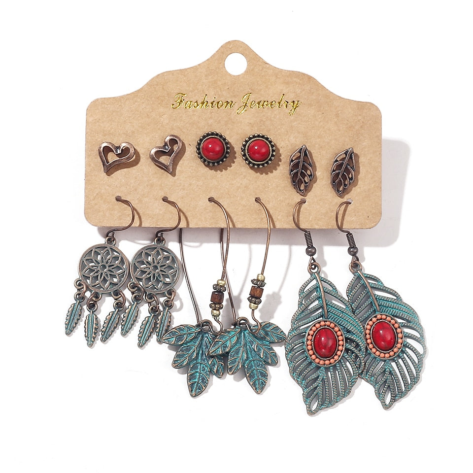 Sundry Bundles of Fashion Women Vintage Boho Earrings Dangler Eardrop Sets Jewelry Accessories