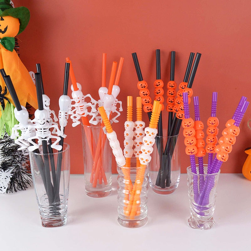 22cm Halloween Party Dinner Tableware Straws Decorations