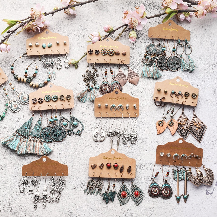 Sundry Bundles of Fashion Women Vintage Boho Earrings Dangler Eardrop Sets Jewelry Accessories