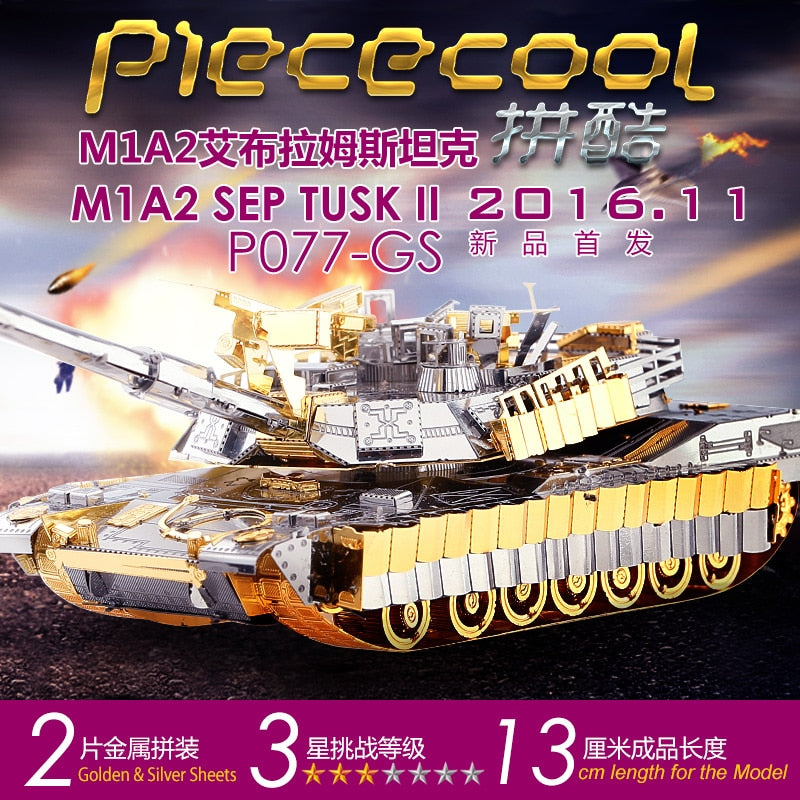 MMZ 3D M1A2 SEP Tusk2 Tank Military Assembly DIY Metal Model Puzzle Kit Toys