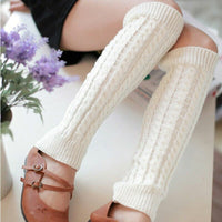 Winter Leg Warmer Knee High Knitted Solid Crochet Boot Cuffs Cotton Socks