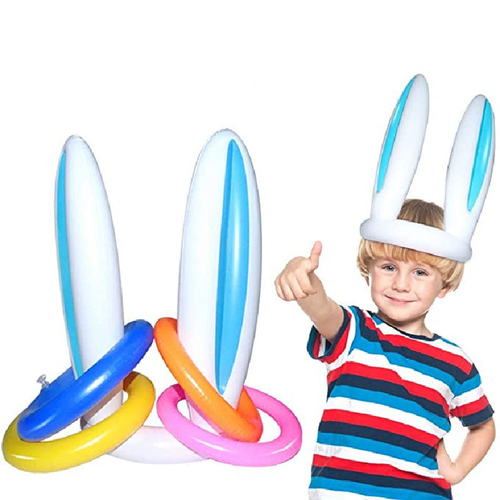 Easter Game Inflatable Easter Rabbit Ears And Hat Ring Toss for Kids Birthday or Easter Party