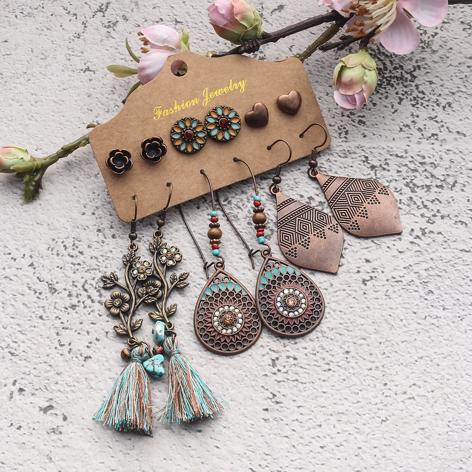 Sundry Bundles of Fashion Women Vintage Boho Earrings Dangler Eardrop Sets Jewelry Accessories