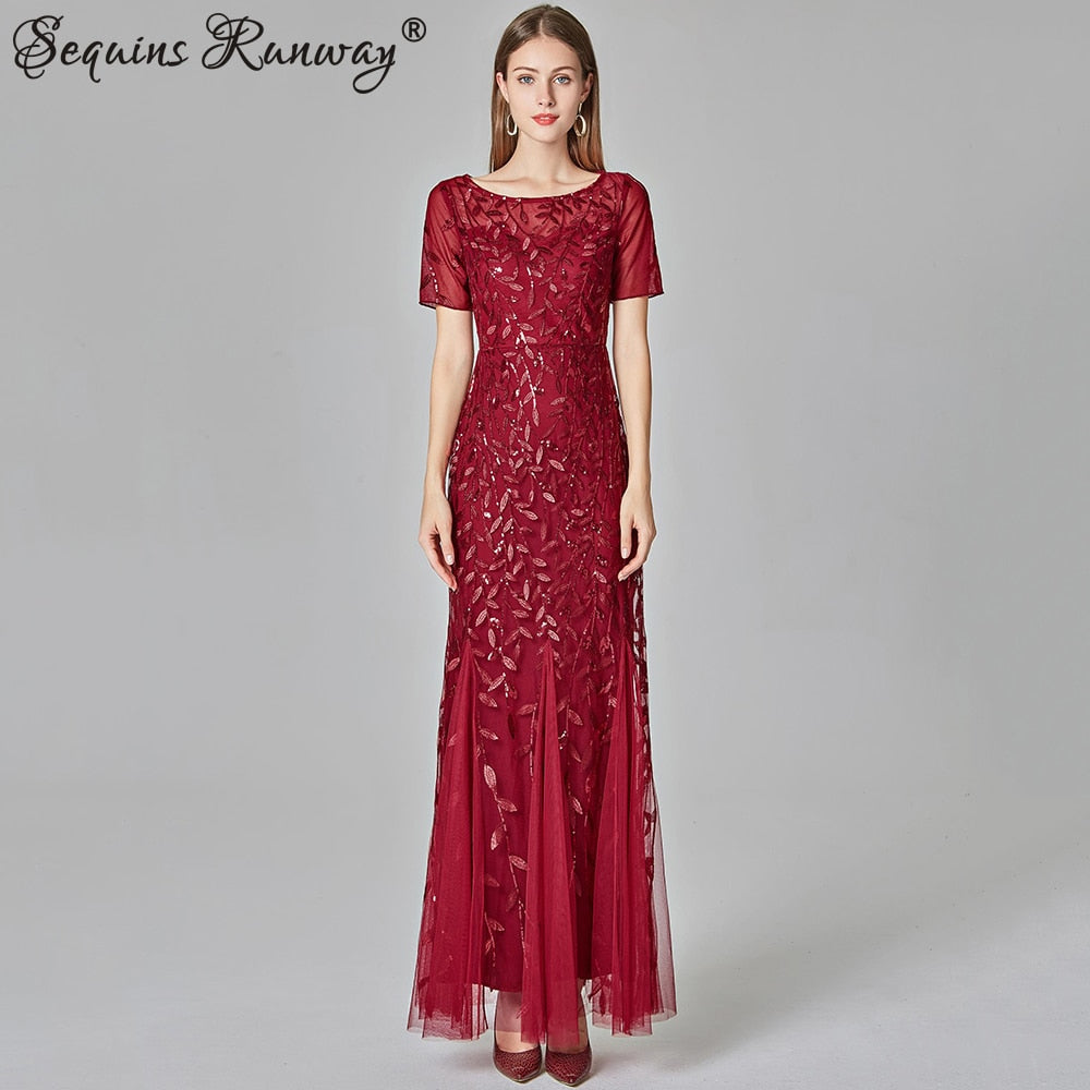 Sexy Vintage Maxi Sequin Cocktail Long Party Dress For Evening Parties