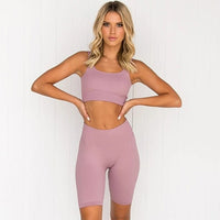 Seamless Yoga Workout Clothes Set For Women With Ribbed 2 Piece Sport Set And Women Sports Bras Plus Yoga Shorts