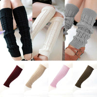 Winter Leg Warmer Knee High Knitted Solid Crochet Boot Cuffs Cotton Socks