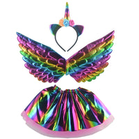 Children's Day Ball Performance Girls Unicorn Hairband Decoration Colorful Fairy Wings Angel Children's Mesh Dress