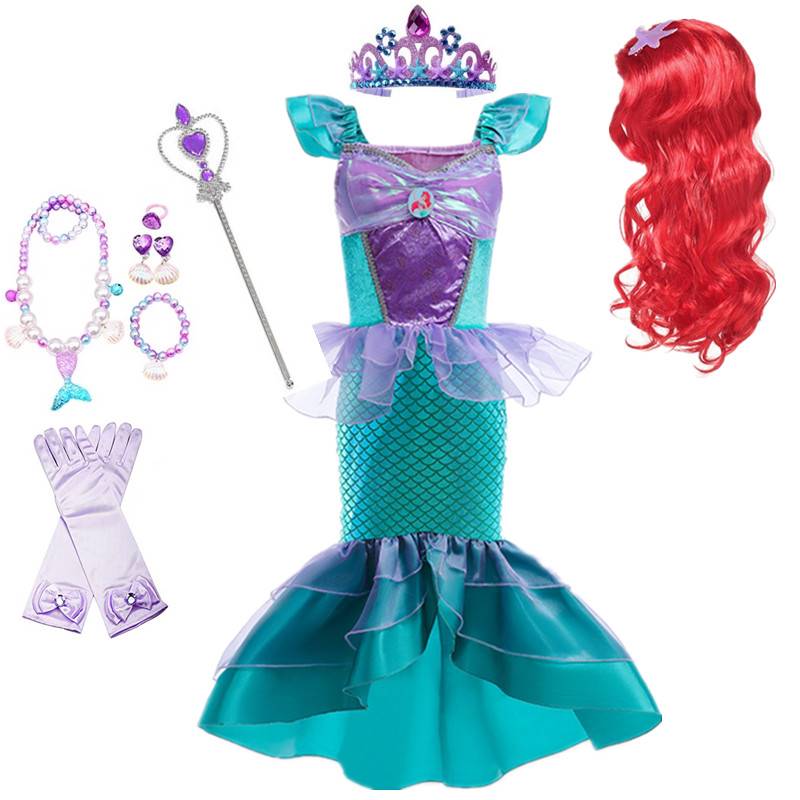 Children's Mermaid Princess Dress Girls Birthday Formal Dress Children's Day Performance Costume Cosplay Disney