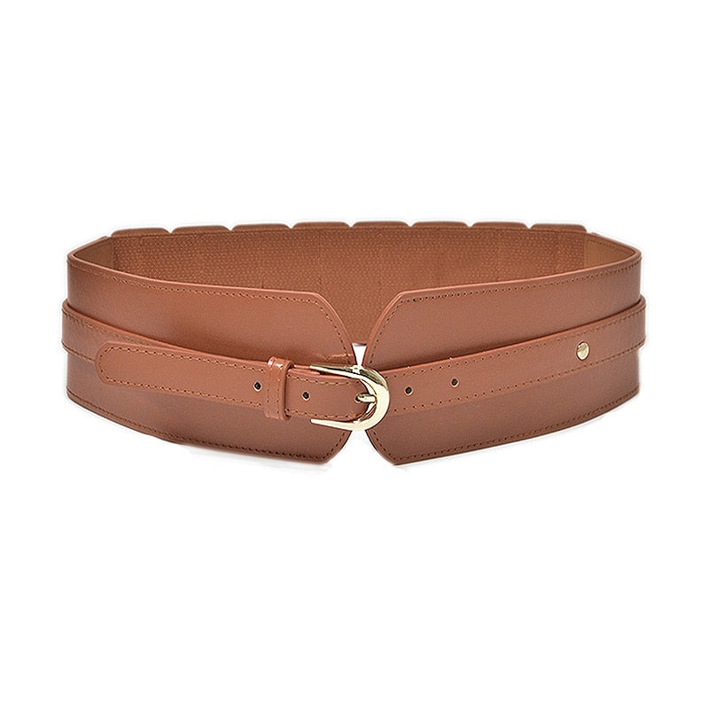 Luxury ladies wide belt elastic vintage buckle leather wide fashion wild pin buckle women's belt