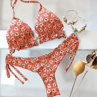 Tropical Print Two-Piece Female Sport Swimwear or Beachwear