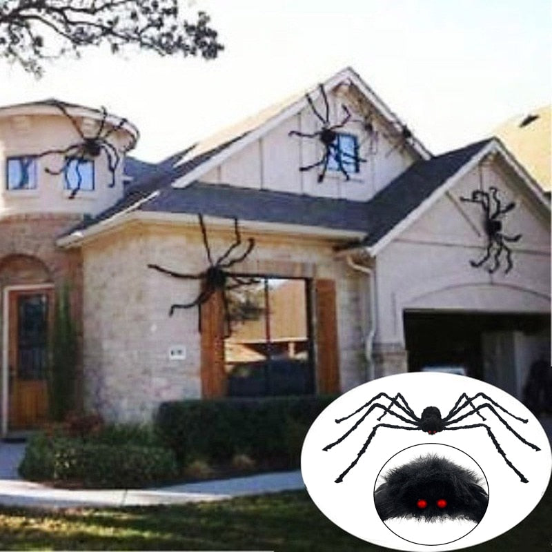Halloween Giant Black Haunted Plush Spider Decoration Props