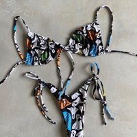 Two-Piece Low Waist Triangle Female Swimwear or Print Bikini Set