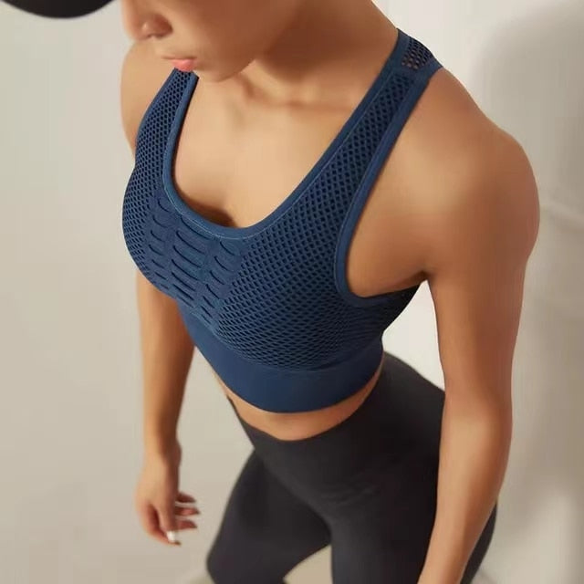 Women Breathable Active Sports Bra With Sexy Sports Top Fitness Push-Up
