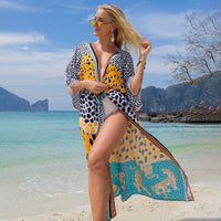 Printed Swimsuit Cover Up Kimono for Sea Boho Luxury Beach Outings or Holiday Bathing Suits