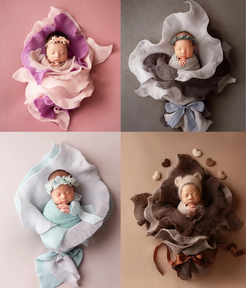 Newborn Photography Props Wool Wraps Blanket Posing As Flower Shape Props