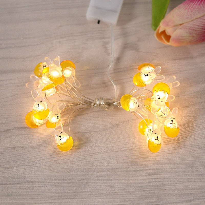 2/1 meter Easter String Lights for Home Decor 20 LED Glowing Easter Bunny Egg Carrot Fairy Light Ornament Decorations