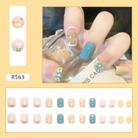 24pcs French Press On Nails Short Art Nail Tips  Full Cover Artificial Pink Wearable Clear Tips