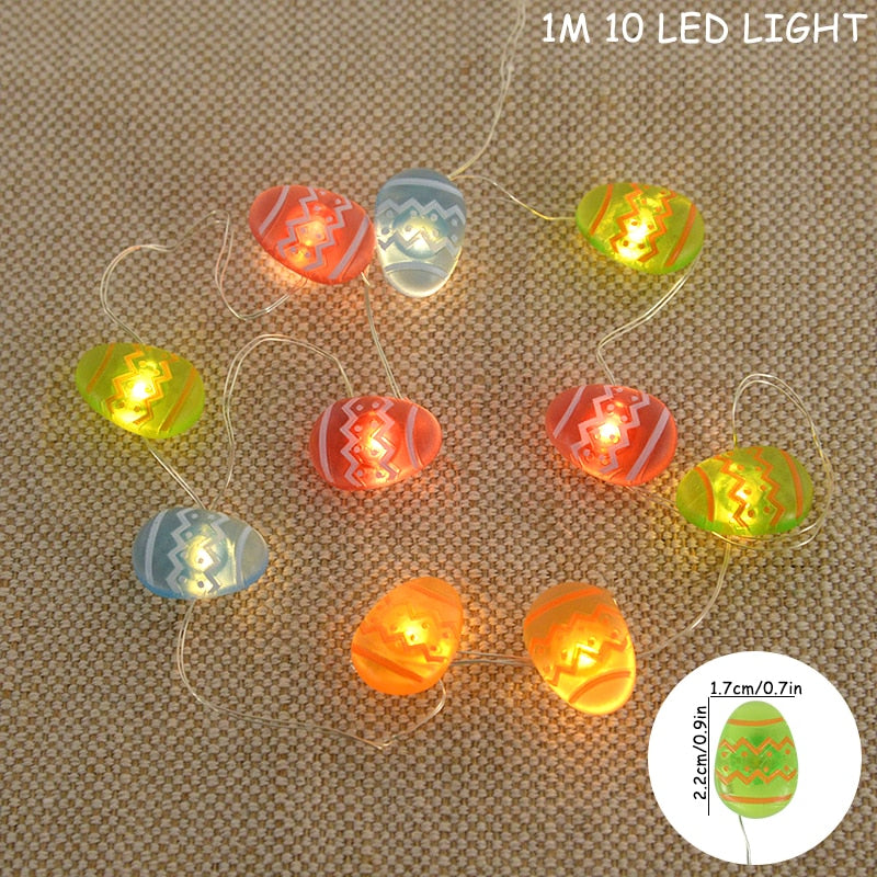 2/1 meter Easter String Lights for Home Decor 20 LED Glowing Easter Bunny Egg Carrot Fairy Light Ornament Decorations