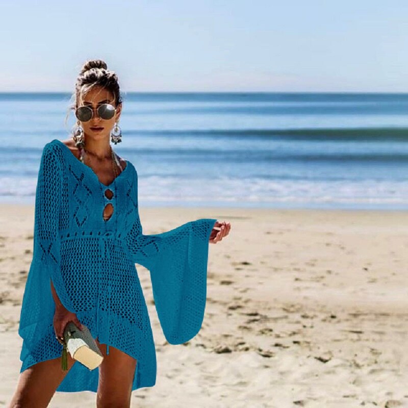 Women Sexy Mesh Bikini Cover-up Beachwear or Tunic Robe