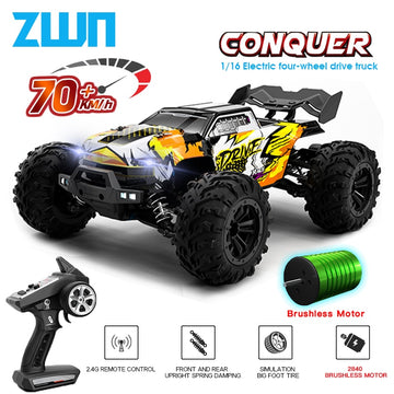 ZWN 1:16 70KM/H Or 50KM/H 4WD RC Car With LED Remote Control Cars High Speed Drift Monster Truck Toys