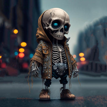 Resin Cool Halloween Skull Skeleton Figurine