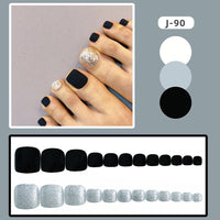 24pcs French Toe Nails With Removable Short Press On Nails