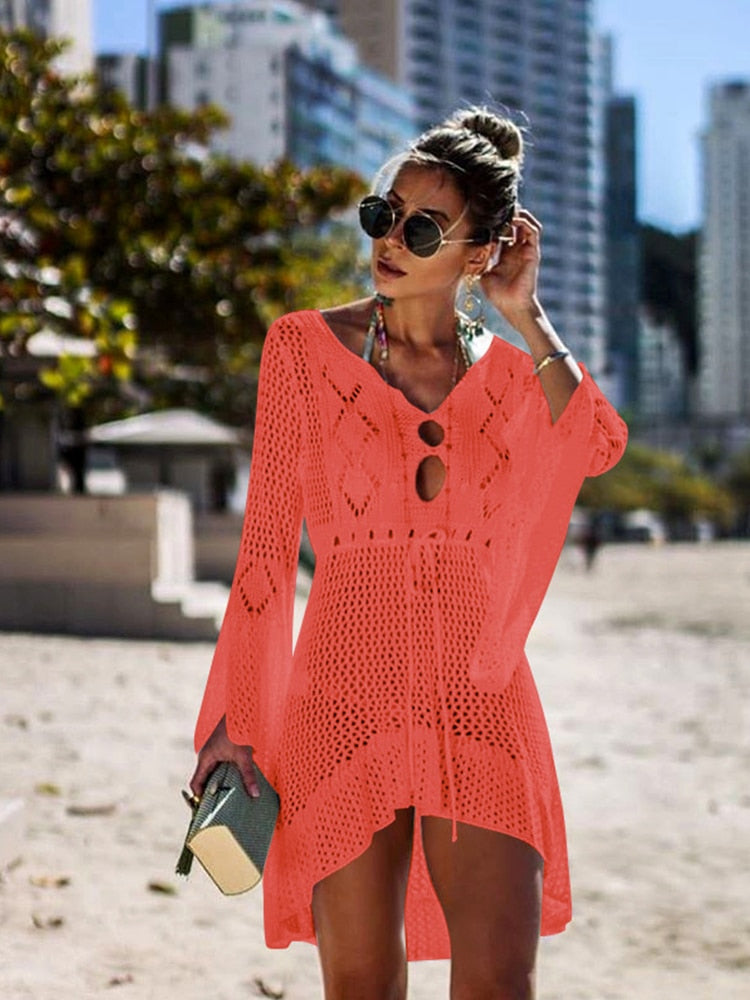 Women Sexy Mesh Bikini Cover-up Beachwear or Tunic Robe