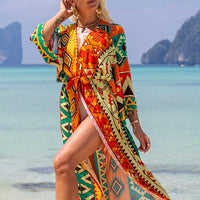 Printed Swimsuit Cover Up Kimono for Sea Boho Luxury Beach Outings or Holiday Bathing Suits