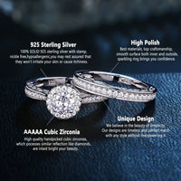 Women Wedding or Engagement Ring Set 925 Sterling Silver 2.4Ct Round White AAAAA  Size 4-13