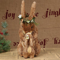 Easter Creative Mother and Child Rabbit Decoration with Cute Flower Straw